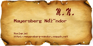 Mayersberg Nándor névjegykártya
